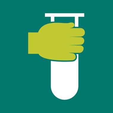 Kimyasal sıvıyla test tüpünü tutan vektör el.