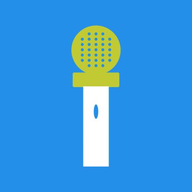 uzun gölge vektör illüstrasyonlu mavi arkaplan üzerindeki mikrofon simgesi