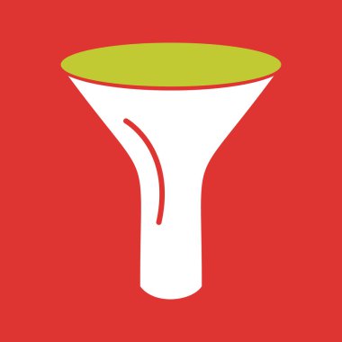 kırmızı huni simgesi, düz biçim.