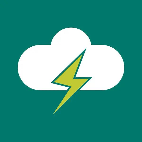 Şimşek vektör simgesi. yeşil vektör çizimi beyaz arkaplanda izole edildi.