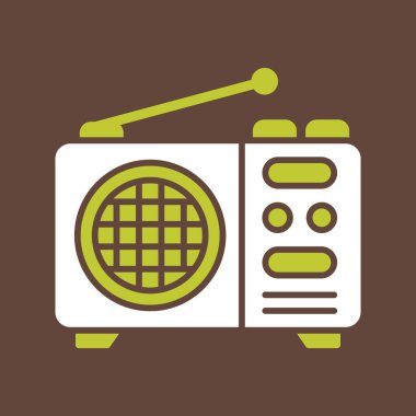 Yeşil arkaplan üzerinde radyo tasarımı, vektör illüstrasyonu