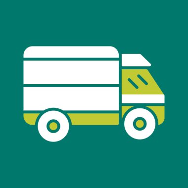 Yeşil arka planda yeşil araba simgesi izole edildi. Düz stil. vektör