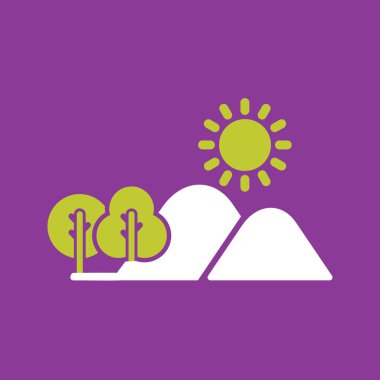 Dağ ve güneşin vektör çizimi