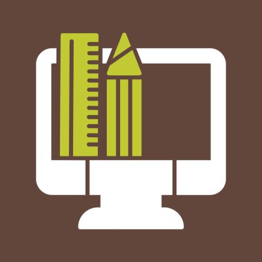 Cetvelli bir bilgisayarın vektör illüstrasyonu