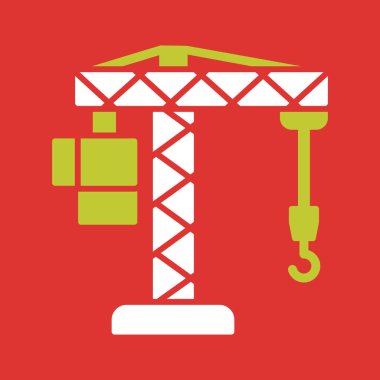 İnşaat vinci simgesi. Web için vinç vektör simgelerinin düz çizimi