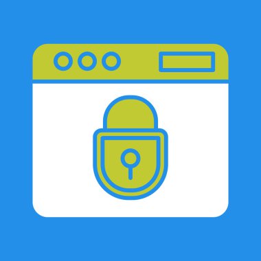 Web güvenlik simgesi. Beyaz arkaplanda internet düğmesi.