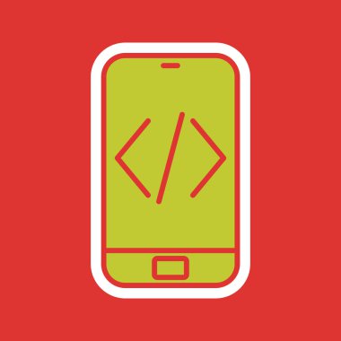 İkili kod simgesi olan akıllı telefon, vektör illüstrasyonu