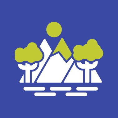 kamp çadırı ve ağaç vektör illüstrasyonu