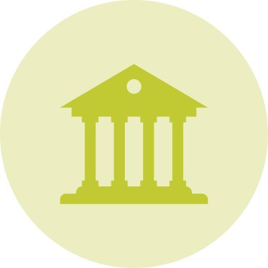 Banka vektör simgesi. biçim düz yuvarlak simge sembolü, bankacılık rengi yuvarlak açılar, beyaz arkaplan