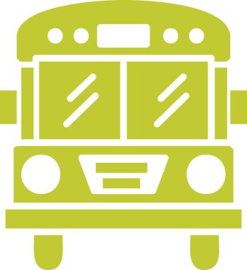 Otobüs simgesi. Vektör biçimi yuvarlak açılı düz ikonik sembol, eko yeşil renk, beyaz arkaplan,