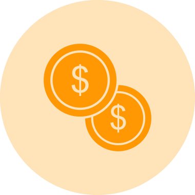 Bozuk para dolar ikonu vektör illüstrasyonu