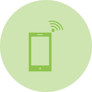 Kablosuz bir simgeye sahip akıllı telefon, düz vektör çizimi