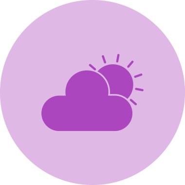 Güneş kabartma vektör simgesine sahip güzel bulut