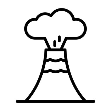 Nükleer patlama ikonu. Beyaz arkaplanda izole edilmiş web tasarımı için ana hatlı nükleer patlama vektör simgesi