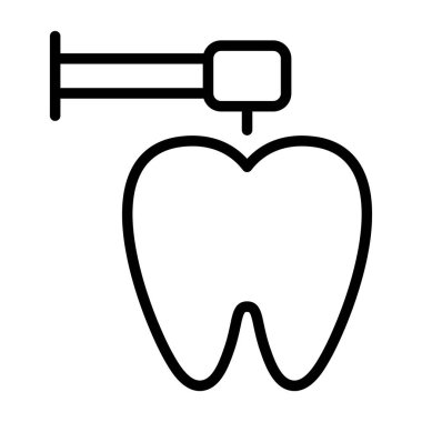Diş hekimliği, diş ikonu, taslak tarzı. vektör illüstrasyonu 