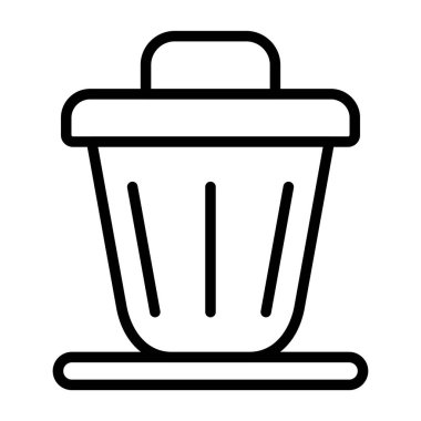Çöp kutusu simgesi vektörü. İnce çizgi işareti. izole edilmiş sınır sembolü çizimi