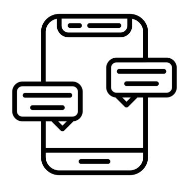 Sohbet baloncukları ikonlu akıllı telefon. beyaz arkaplanda izole edilmiş web tasarımı için metin baloncukları vektör simgesi içeren akıllı telefon