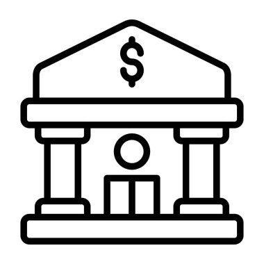 Banka binası. Web simgesi basit illüstrasyon