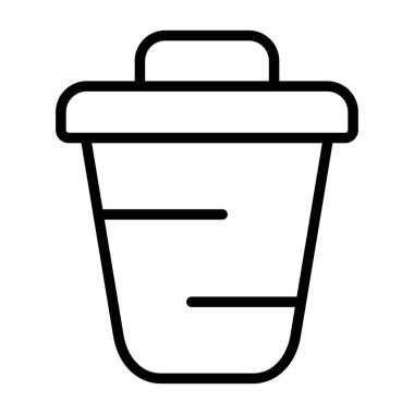 Plastik kova ikonu ana hat vektörü. Çöp kutusu. kova