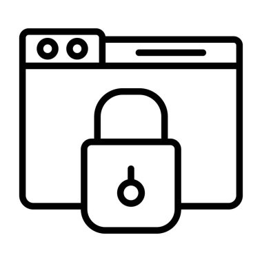 İnternet kilidi ikon vektörü. Web çizgisi çizimi