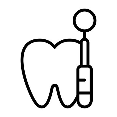 Diş hekimliği, diş ikonu, taslak tarzı. vektör illüstrasyonu 