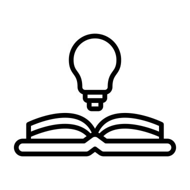 açık kitap ve ampul simgesi, vektör tasarımı