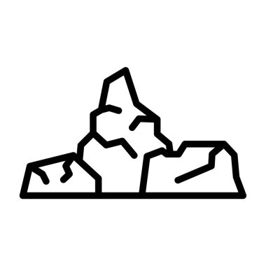 Volkan kayası çizgisi simgesi, vektör işareti, beyaz arka planda sembol, doğrusal biçim