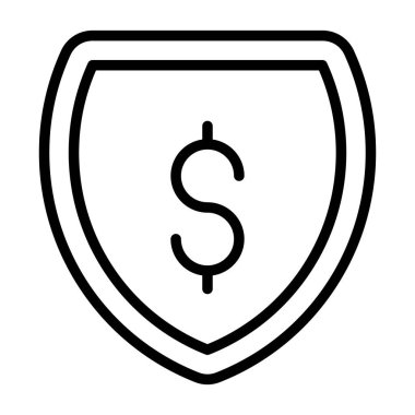 Dolar kalkanı simgesi. Beyaz arkaplanda izole edilmiş web tasarımı için dolar kalkanı vektör simgesi