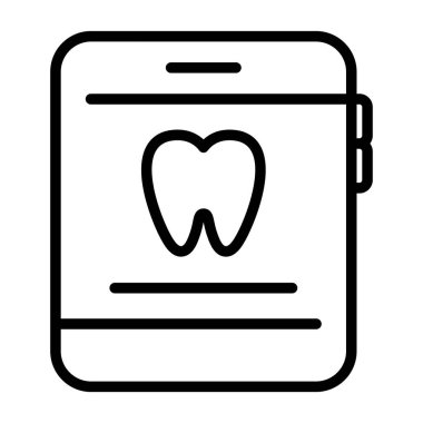 Diş ikonu ana hat vektörü. Dişçi kliniği. dişçi kliniği