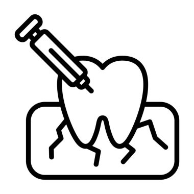 Diş implantı simgesine sahip diş, dış hat biçimi