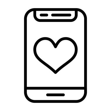 cep telefonu kalp simgesi vektör çizimi