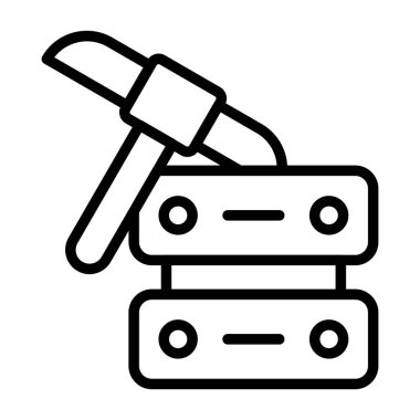 İnşaat çekici ikonu ana hat vektörü. İnşaat aleti. çekiç