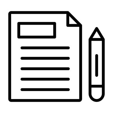 kalem simgesi, vektör illüstrasyonlu belge