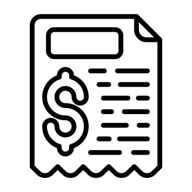 Para fatura ikonu ana hatları vektörü. fatura