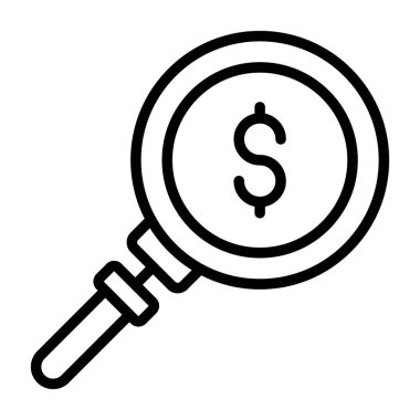 Büyüteç ve dolar simgesi, satır biçimi