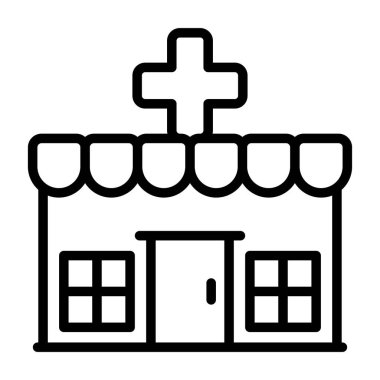 Kilise ikon ana hatları vektörü oluşturur. Kilise evi. kilise