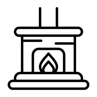 Şömine ikonu. Beyaz arkaplanda izole edilmiş web tasarımı için ana ateş vektörü simgesi