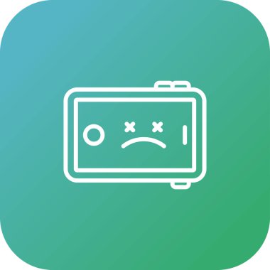 Beyaz zemin üzerinde kırık bir ifade olan uzun gölge pil simgesi çizimi