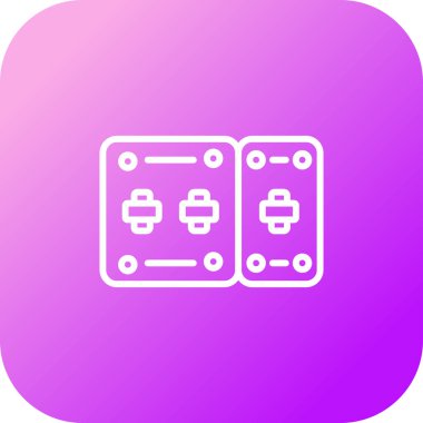 Beyaz arkaplanda izole edilmiş beyaz çizgi oyun zar simgesi. Kumarhane. Pembe kare düğme. vektör illüstrasyonu