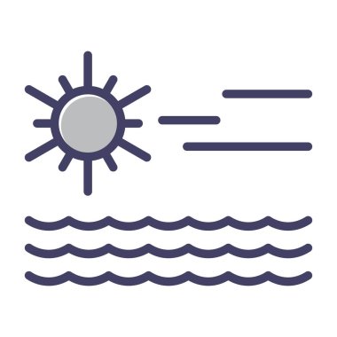 güneş ve deniz ikonu vektör çizimi tasarımı