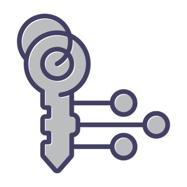 anahtar kilit simgesi tam taslak biçimi