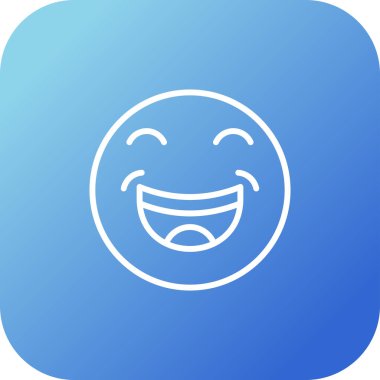 çizgi gülümseme ikonu mavi arka planda izole. Gülümseme ifadesi. Gülen surat. Mavi özet konsepti. vektör