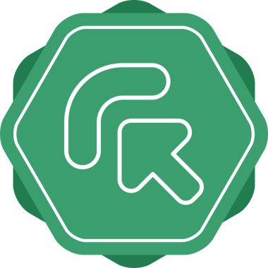 Yol işaretinin yeşil ve beyaz ikonunun vektör çizimi