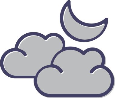 Bulutlu ay gecesi simgesi Doldurulmuş dış hat biçimi