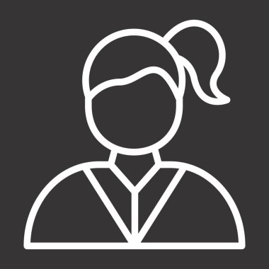 Kıvırcık saç çizgisi ikonu, konsepti ve beyaz arka planda yüz işareti olan insanlar, kadın başı ve baş ikonu olan avatar kişisi