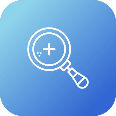 Web ve mobil için mavi arkaplanda izole edilmiş büyüteç simgesi vektörü