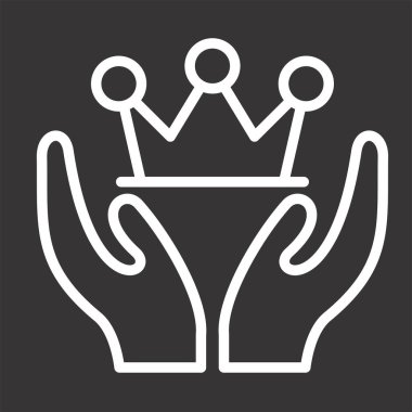 Taç vektör simgesi. biçim düz yuvarlak sembol, siyah renk, yuvarlak açılar, gri arkaplan