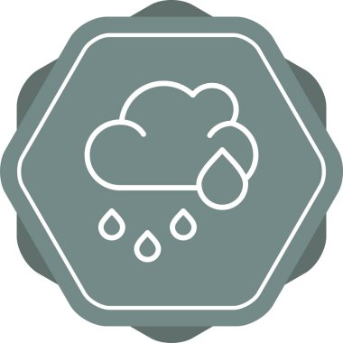 Yağmur bulutu simgesi. Vektör illüstrasyonu düz bir ikonik sembol, gri renk ve cyan rengidir