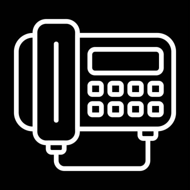 Telefon vektör simgesi. biçim düz sembol, beyaz renk, yuvarlak açılar, siyah arkaplan