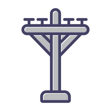 Elektrik kablosu simgesi. İnce çizgi tarzı. mavi vektör tasarımı.